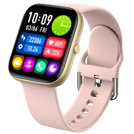 SEN C08 Okosora, Arany, Rózsaszín TPU Szij, 1.91" TFT, Pulzus, Vernyomas, Veroxigen (SpO2), Sport Modok, Hivas & Uzenet Ertesitesek, 200 mAh, Android 5.0 / iOS 10.0 [10]