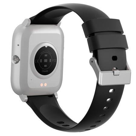 iSEN C09 Okosora, Ezüst, Fekete TPU Szij, 1.85" TFT, Pulzus, Vernyomas, Veroxigen (SpO2), EKG, 7 Sport Mod, Hivas & Uzenet Ertesitesek, 200 mAh, Android 5.0 / iOS 10.0 [4]