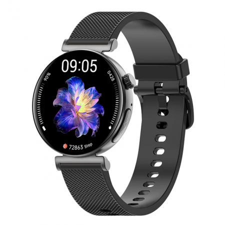 Okos óra - iSEN JA02 Fekete Okosóra, AMOLED 1.23 "HD, vércukorszint, Bt hívás, SOS hívás, hang asszisztens, sugárzási szint, EKG, húgysav, vérzsír, hőmérő, testtömeg, 240mAh.