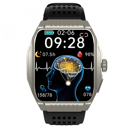 iSEN JT03 okosóra Silver, 1,85" HD, Alvásjavítás, Vércukorszint, PPG+ECG, Pulzusszám, Bluetooth Hívás, SOS, Hangsegéd, Távoli Gondozás [1]