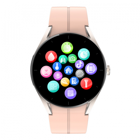 Okosóra iSEN KS05 Rózsaszín, 1,32" IPS HD, EKG, Pulzus, Vérnyomás, Glükóz, Oxigén, Bluetooth hívás, Bt v5.1, IP67, 185 mAh [2]