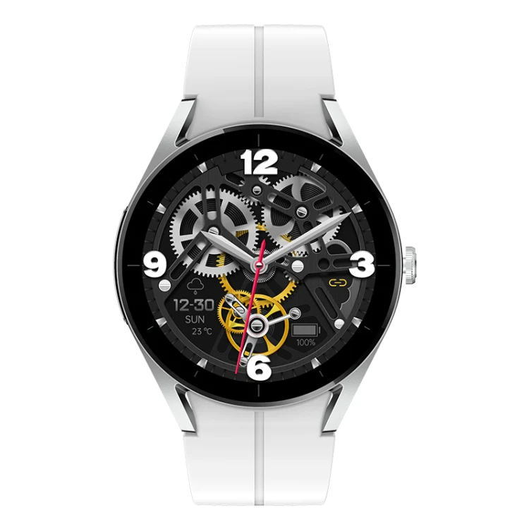 iSEN KS05 Ezüst Smartwatch Fehér Szíjjal, 1.32" IPS HD, EKG, Szívritmus, Vérnyomás, Vércukorszint, Oxigén, Bluetooth Hívás, 185mAh [1]