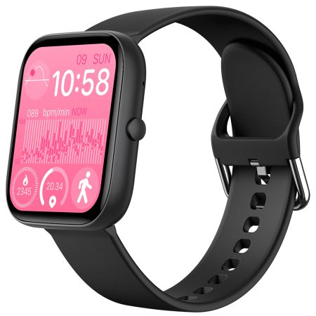 SEN C08 Okosora, Fekete, Fekete TPU Szij, 1.91" TFT, Pulzus, Vernyomas, Veroxigen (SpO2), Sport Modok, Hivas & Uzenet Ertesitesek, 200 mAh, Android 5.0 / iOS 10.0 [14]