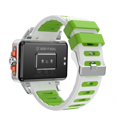 iSEN S666 okosóra, ezüst/zöld/fehér, 1,57" TFT HD, iOS / Android, NFC, Bluetooth hívásjelzés, játékok, állapotfigyelés, 240 mAh [3]