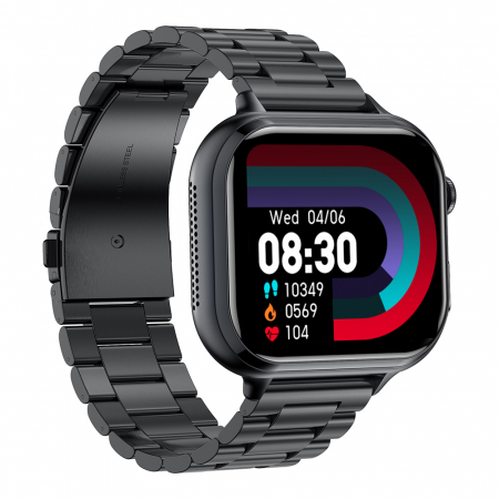 Smartwatch iSEN TK17 Fekete, Acél, 1.91" HD, ECG, Szívritmus, Véroxigén, Glükóz, Vérnyomás, Húgysav, BMI, Alváskövetés, Sport Módok, Bluetooth Hívás, Zenevezérlés, Időjárás, 380mAh [2]