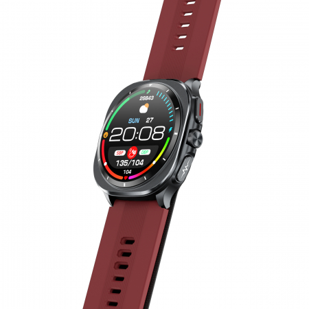 Okosóra iSEN TK65 Piros, 1.43"AMOLED, Inflálható mandzsetta vérnyomásmérő, Sport módok, Egészség- és alvásfigyelés, BT hívás, Zenevezérlés, Időjárás előrejelzés, NFC, 530mAh [6]