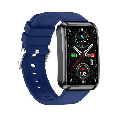 iSEN TK77 Okosóra Kék, Szilikon, 1.57" HD, EKG, Mikro-Vizsgálat, Vércukor, Húgysav & Zsír Kockázat, BT Hívás, Hangasszisztens, Zseblámpa, SOS, 250mAh [6]