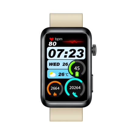 iSEN TK77 Okosóra Fehér, Szilikon, 1.57" HD, EKG, Mikro-Vizsgálat, Vércukor, Húgysav & Zsír Kockázat, BT Hívás, Hangasszisztens, Zseblámpa, SOS, 250mAh [8]