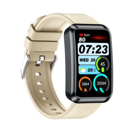 iSEN TK77 Okosóra Fehér, Szilikon, 1.57" HD, EKG, Mikro-Vizsgálat, Vércukor, Húgysav & Zsír Kockázat, BT Hívás, Hangasszisztens, Zseblámpa, SOS, 250mAh [4]