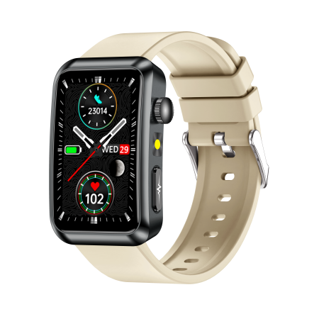 iSEN TK77 Okosóra Fehér, Szilikon, 1.57" HD, EKG, Mikro-Vizsgálat, Vércukor, Húgysav & Zsír Kockázat, BT Hívás, Hangasszisztens, Zseblámpa, SOS, 250mAh [1]