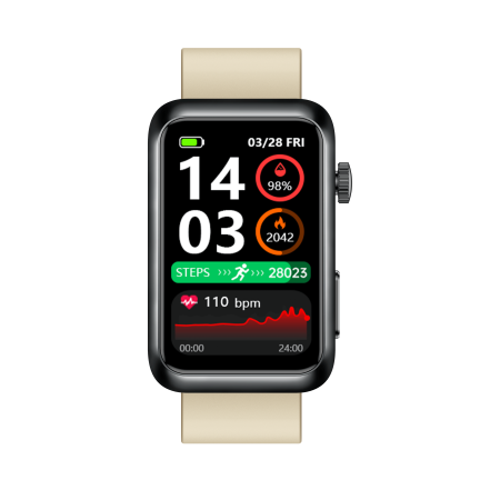 iSEN TK77 Okosóra Fehér, Szilikon, 1.57" HD, EKG, Mikro-Vizsgálat, Vércukor, Húgysav & Zsír Kockázat, BT Hívás, Hangasszisztens, Zseblámpa, SOS, 250mAh [10]