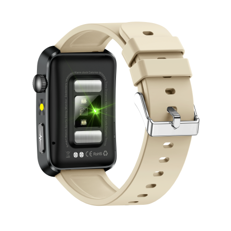 iSEN TK77 Okosóra Fehér, Szilikon, 1.57" HD, EKG, Mikro-Vizsgálat, Vércukor, Húgysav & Zsír Kockázat, BT Hívás, Hangasszisztens, Zseblámpa, SOS, 250mAh [12]