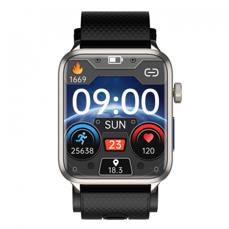 iSEN Watch P300 okosóra, IPS 1.83", levehető felfújható mandzsetta, egészségmonitorozás, hangriasztás, családi távoli monitorozás, több sportág, BT zene, IP67, 230mAh, Silver [1]