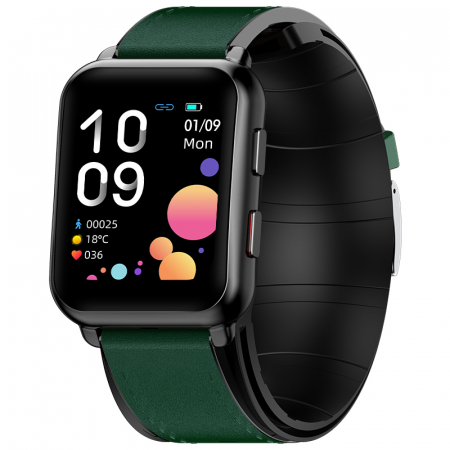 Okos óra - Smartwatch iSEN Watch P80 Negru cu bratara verde din piele