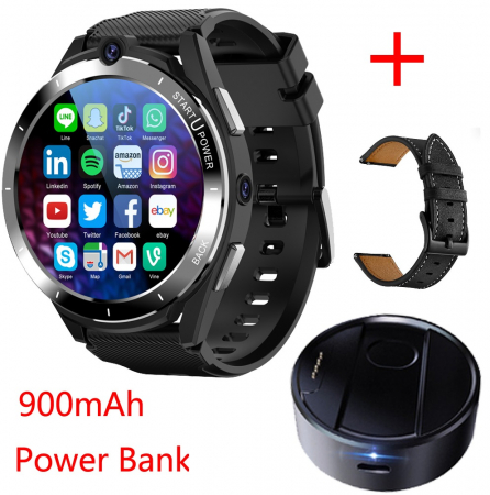 Okos óra - Okosóra iSEN Watch Z40 Fekete 4G, Android 11, Power Bank, 6 GB RAM, 128 GB ROM, Létfontosságú funkciók figyelése, HD 1.6", IP67, 900 mAh+900 mAh