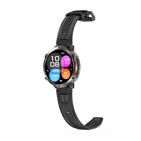 iSEN X3 okosora, fekete szilikon, 1.73" AMOLED, SpO2-, stresszfigyeles, 100+ sportmod, Bluetooth, 1000 mAh, Android 9.0 vagy iOS 9.0 es ujabb verzio kompatibilis [4]