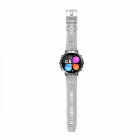 iSEN X3 okosora, Szürke szilikon, 1.73" AMOLED, SpO2-, stresszfigyeles, 100+ sportmod, Bluetooth, 1000 mAh, Android 9.0 vagy iOS 9.0 es ujabb verzio kompatibilis [11]