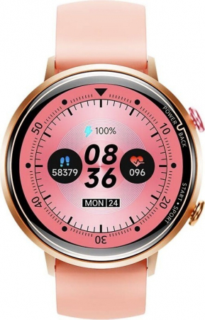 Smartwatch Rugged Oukitel BT60 Rózsaszín, 1,32" HD AMOLED, 32 MB RAM + 256 MB ROM, 100+ sportmód, Hangasszisztens, SpO2, HR, Vérnyomás, Pedomete, Alvásfigyelés, 5ATM&IP69, 230mAh [1]