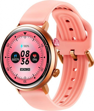 Okos óra - Smartwatch Rugged Oukitel BT60 Rózsaszín, 1,32" HD AMOLED, 32 MB RAM + 256 MB ROM, 100+ sportmód, Hangasszisztens, SpO2, HR, Vérnyomás, Pedomete, Alvásfigyelés, 5ATM&IP69, 230mAh