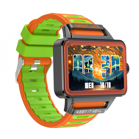 Okosóra iSEN S666, Narancs/Szürke/Zöld, 1,57" TFT HD, iOS / Android, NFC, Bluetooth figyelmeztetés, Jocuri, monitor, 240 mAh [2]