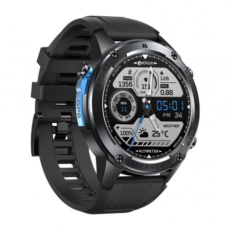 Smartwatch Zeblaze Stratos 2 Ultra 4G, Fekete, Kettős sávos GPS, Bluetooth Hívások, 1.43" AMOLED, 500 mAh, 170+ Sportmód [1]