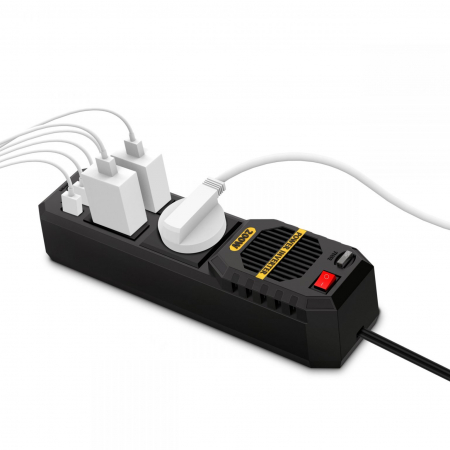 iSEN Mini Hordozható Autós Inverter, 200W - DC 12V, Gyors töltés, Rövidzárlatvédelem, Hűtőventilátor, 4xUSB, Fekete [1]