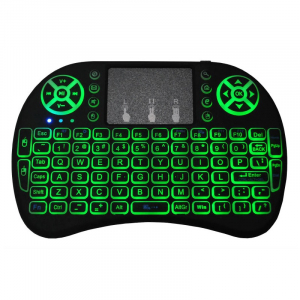 Telecomanda wireless QWERTY cu mini tastatura STAR i8, 2.4G, Iluminare LED 7 culori, Air mouse, Touch pad, Negru [2]
