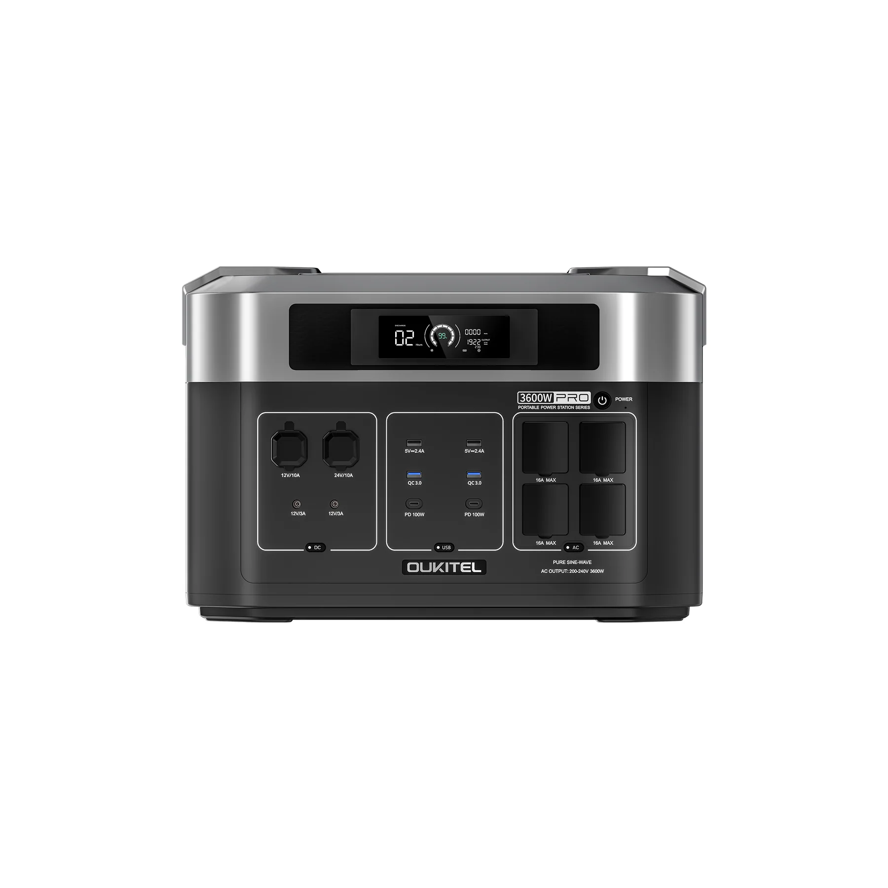 Energiatermelő állomások - Elektromos energiatermelő állomások - Hordozható áramellátó állomás / külső akkumulátor Oukitel BP2000E PRO Fekete, LCD kijelző, 3600W, 2048 Wh (bővíthető), LiFePO4, UPS funkció, max. 1000W bemenet