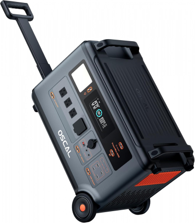 Hordozható energiaállomás OSCAL PowerMax 6000, 6000W (7200W csúcs), 3600Wh LiFePO4 akkumulátor, gyors töltés 1.96 órán belül, 14 port, USB-C 100W, intelligens távoli vezérlés, UPS funkció [1]