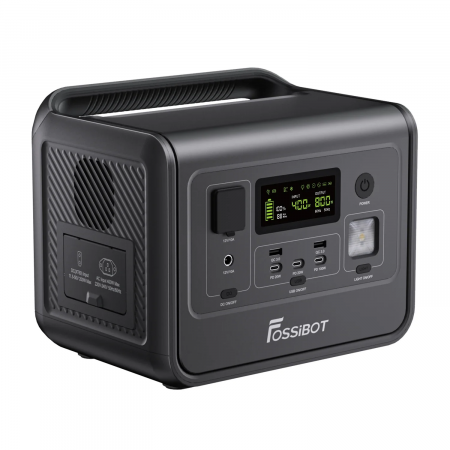 Energiatermelő állomások - Elektromos energiatermelő állomások - Statie de incarcare portabila Fossibot F800 Negru, 800W, 512Wh, Ecran LCD, Protectie BMS, 8 iesiri, Lanterna LED, SOS