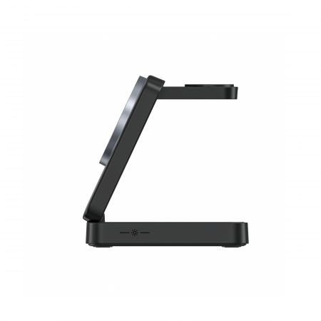 iSEN W91, 3 az 1-ben hajtogatható mágneses vezeték nélküli töltő állvány, Fekete, Fülhallgató töltő 5W, Óra töltő 2.5W, Telefon töltő 15W, Hajtható, Hűtőrendszer [8]