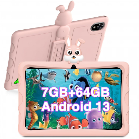 Doogee U9KID Tablet Rózsaszín, 10.1" IPS HD TÜV SÜD, Android 13, 7GB RAM (3GB + 4GB bővíthető), 64GB ROM, RK3562, 5060mAh, szilikon tok, WiFi6, Gyerek alkalmazások [1]