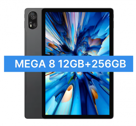 Táblagépek - PC Tablet Blackview MEGA 8, Fekete, 4G LTE, 13" FHD+ 90Hz, 36GB RAM (12GB + 24GB bővíthető), 256GB ROM, Android 15, Unisoc T620, 50MP+12MP+2MP, 11000mAh, 18W, Stylus, Arcfelismerés, Dual SIM Hibrid