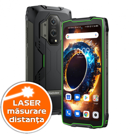 Blackview mobiltelefonok - Telefon mobil Blackview BV9300 Verde, Laser, 4G, 6.7" FHD+ 120Hz, 12GB+ 9GB RAM, 256GB+1TB ROM, Android 12, NFC, 15080mAh, Dual SIM