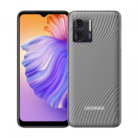 Doogee mobiltelefonok - Telefon mobil Doogee N50 Gri, 4G, IPS 6.52" HD+, 8+7GB RAM, 128GB ROM, Android 13, Octa Core, 4200mAh, Dual SIM