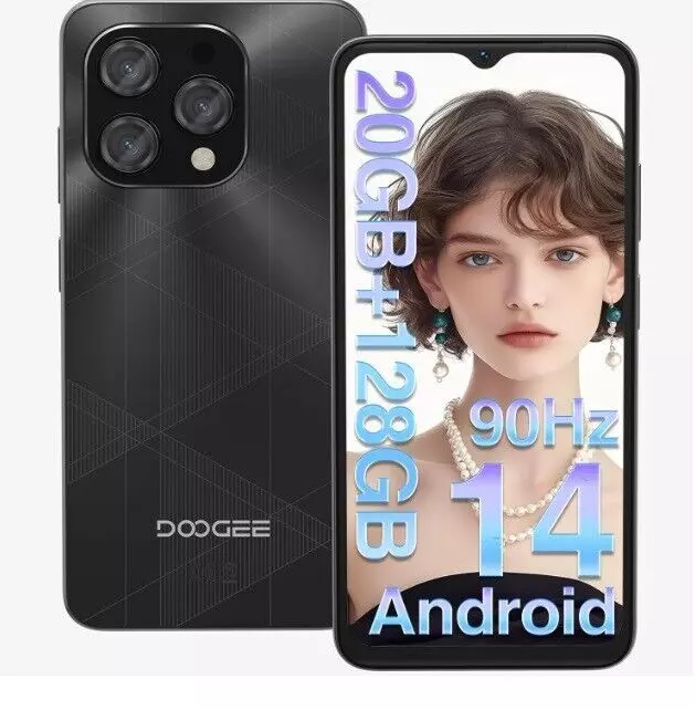 Doogee N55 Plus Okostelefon, Fekete, 4G, 6.56" HD+ 90Hz IPS, Android 14, 20GB RAM (8GB+12GB bővíthető), 128GB ROM, 13MP + 8MP kamerák, 5150mAh, Dual SIM