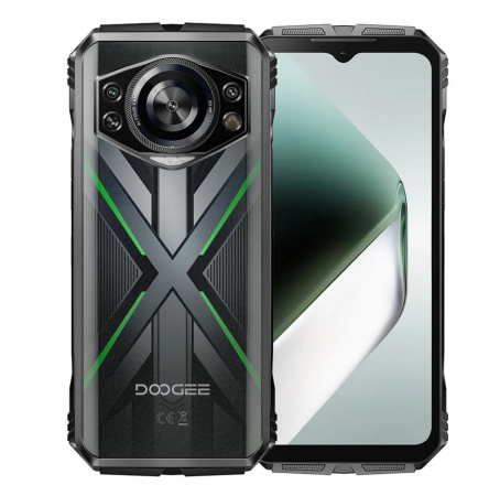 Doogee S Cyber Pro Mobiltelefon, Zöld, 5G, 6.6" FHD+ 120Hz IPS, AI Kamera, 32GB RAM (12GB + 20GB bővíthető), 512GB ROM, 50MP + 8MP + 32MP, 20MP Éjjellátó, Android 14, Helio G100, 10800mAh, Dual SIM