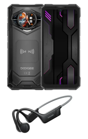 5G Okostelefonok - Doogee S200X VIP Mobiltelefon, Szürke, 5G, Kettős kijelző 6.72"+1.32", AMOLED, 32GB RAM (12GB+20GB bővíthető), 256GB ROM, 100MP, Android 14, Dimensity 7050, 10100mAh, Fejhallgató, Dual SIM