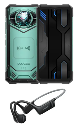 5G Okostelefonok - Doogee S200X VIP Mobiltelefon, Zöld, 5G, Kettős kijelző 6.72"+1.32", AMOLED, 32GB RAM (12GB+20GB bővíthető), 256GB ROM, 100MP, Android 14, Dimensity 7050, 10100mAh, Fejhallgató, Dual SIM