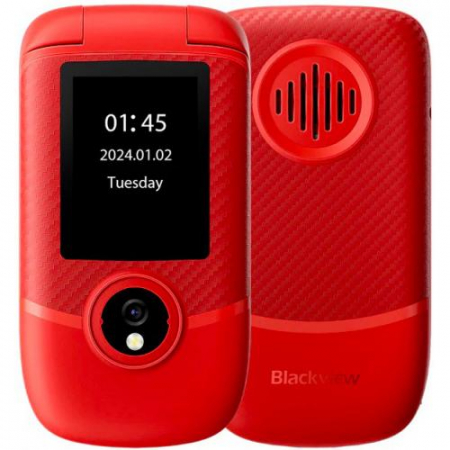 Mobiltelefon Flip Blackview N2000, Red, 4G, Kettős kijelző 2,8" + 1,77", 48 MB RAM + 128 MB ROM, RTOS, Unisoc T107, 1500 mAh, SOS, Két SIM [1]