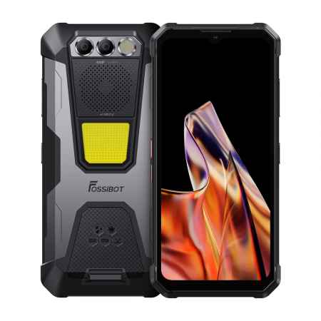 Fossibot mobiltelefonok - Mobiltelefon FOSSiBOT F106 PRO Szürke, 4G, 6.58" FHD+, 15GB RAM (8GB+7GB bővíthető), 256GB ROM, Android 14, Octa-Core, 20MP Éjjellátó kamera, 3W/103dB, NFC, 12000mAh, 30W, Arcfelismerés, Ujjlenyomat-olvasó, Dual SIM