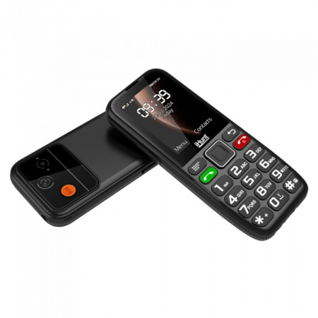 iHunt Primo 4G mobiltelefon 2.4"-os kijelzővel, Dual SIM, 48MB RAM, 128MB ROM, 1800 mAh akkumulátor, zseblámpa, FM-rádió, Bluetooth és 4G kapcsolat. Megbízható, egyszerű használatra tervezve. [6]