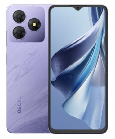 OSCAL mobiltelefonok - Mobiltelefon Oscal FLAT 2, Lila, 4G, 6.56" HD+, 12GB RAM (4GB+8GB bővíthető), 256GB ROM, 13MP, Android 14, Unisoc T606, 5000mAh, Dual SIM Hybrid