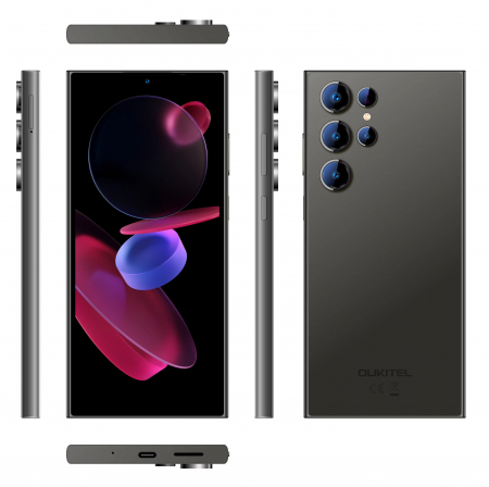 Mobiltelefon Oukitel C61, Fekete, 4G, 6.88" HD+ In‑Cell IPS, 16GB RAM (4GB+12GB Bővíthető), 128GB ROM, 13MP, Android 15, Unisoc Tiger T606, NFC, OTG, 5150mAh, 10W, Dual SIM [10]