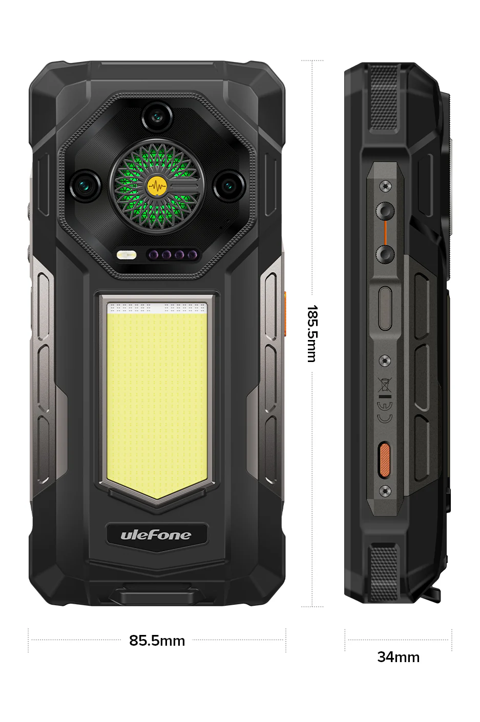 Mobiltelefon Ulefone Armor 33, Fekete, 4G, 6.95", LCD, 24GB RAM(12GB + 12GB Bővíthető), 512GB ROM, 50MP, Android 15, Helio G100, Infinite Halo 2.0 & LED, Éjjellátó, 25500 mAh, 66 W, Dual SIM [1]