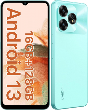 UMIDIGI mobiltelefonok - UMIDIGI A15C Mobiltelefon Jade Green, 4G, 6,7" FHD, 16 GB RAM (8 GB + 8 GB bővíthető), 128 GB ROM, Android 13, Unisoc T606, NFC, 5000 mAh, Dual SIM
