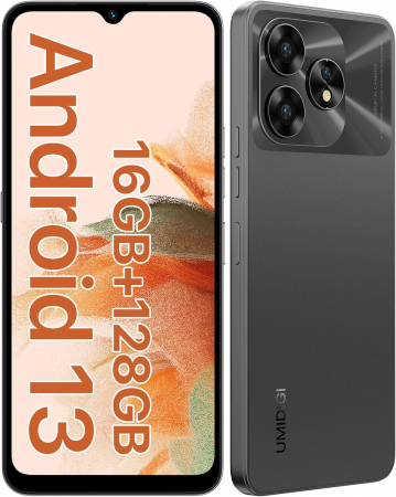 UMIDIGI mobiltelefonok - UMIDIGI A15C Mobiltelefon Space Gray, 4G, 6,7" FHD, 16 GB RAM (8 GB + 8 GB bővíthető), 128 GB ROM, Android 13, Unisoc T606, NFC, 5000 mAh, Dual SIM