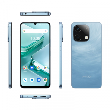 Mobiltelefon UMIDIGI G9T, Kék, 4G, 6,75" 90 Hz, 8GB RAM (4GB + 4GB bővíthető), 128 GB ROM, Android 14, 13 MP Ultra-Clear AI kamera, 5000 mAh, Dual SIM [1]