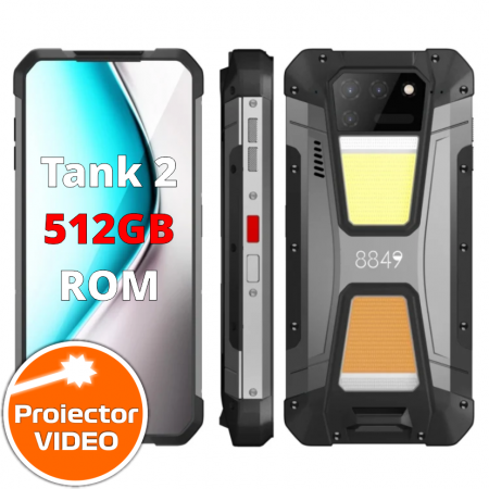 Unihertz mobiltelefonok - Mobiltelefon Unihertz 8849 Tank 2, 4G, 6.81" FHD+, 120Hz, Video projektor, 22GB RAM (12GB + 10GB bővíthető), 512GB ROM, 108MP, Android13, NFC, 15500mAh, Dual SIM