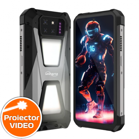 Unihertz mobiltelefonok - Mobiltelefon Unihertz 8849 Tank 3S, 5G, DLP videó projektor 100 lumen, 6,79" 2,4K FHD+ 120Hz, 24GB RAM (12GB + 12GB bővíthető), 256GB ROM, Android 14, 64MP éjszakai látás, 15600mAh akkumulátor, Dual SIM